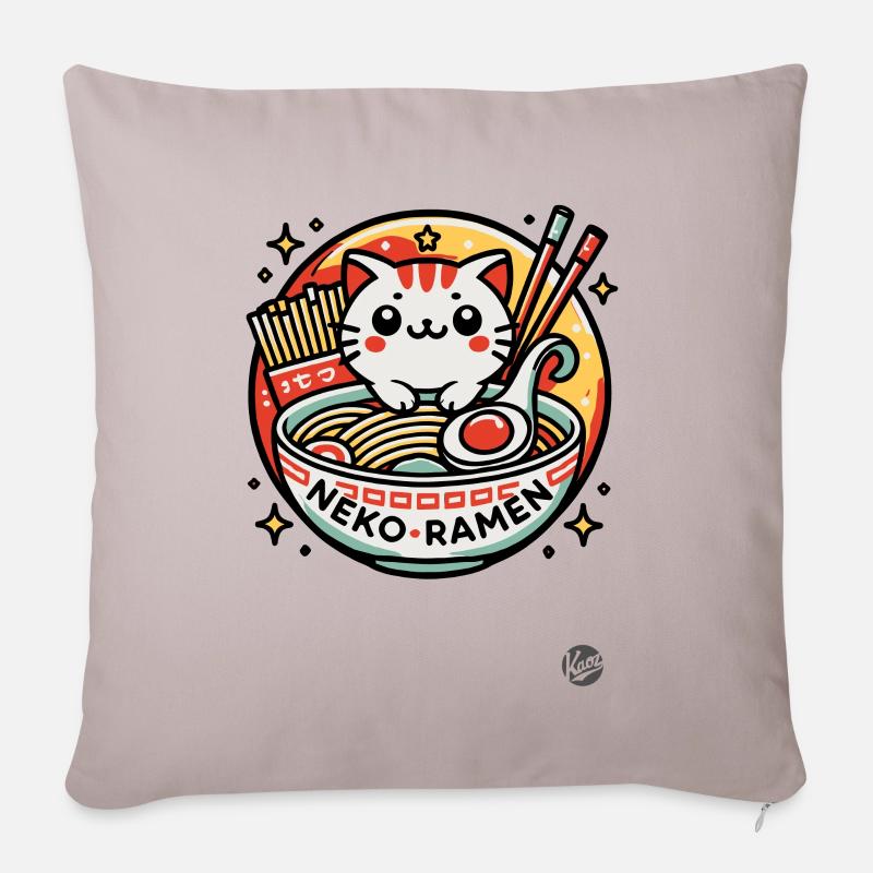 Neko Ramen für Katzen - Sofakissenbezug 45 x 45 cm - helles Taupe