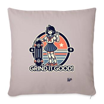 Appuie sur l’accélérateur et creuse, fille qui fait du skateboard - Housse de coussin décorative 45 x 45 cm - taupe clair - Devant