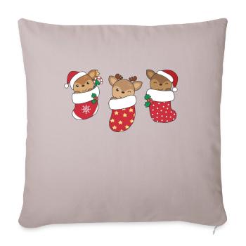 Cerf mignon en chaussette de Noël pour cerf de Noël - Housse de coussin décorative 45 x 45 cm - taupe clair - Devant