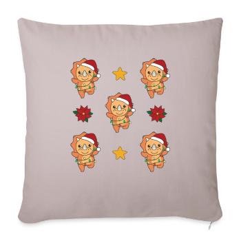 Tricératops Noël Hiver Animaux Dinos - Housse de coussin décorative 45 x 45 cm - taupe clair - Devant