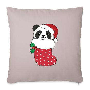 Panda mignon en chaussette de Noël pour panda de Noël - Housse de coussin décorative 45 x 45 cm - taupe clair - Devant