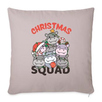 Hippopotame arbre de Noël Escouade de Noël hippopotames - Housse de coussin décorative 45 x 45 cm - taupe clair - Devant