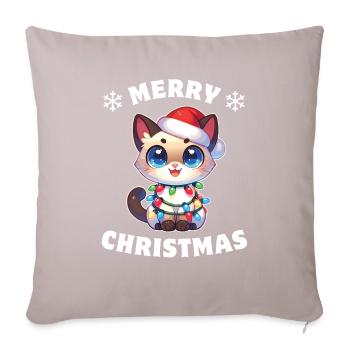 Christmas Hat Christmas Fairy Lights Siamese Cat - Sofa pillowcase 17,3'' x 17,3'' (45 x 45 cm) - light taupe - Front