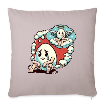 Sad egg imagines egg friend in heaven - Sofa pillowcase 17,3'' x 17,3'' (45 x 45 cm) - light taupe - Front