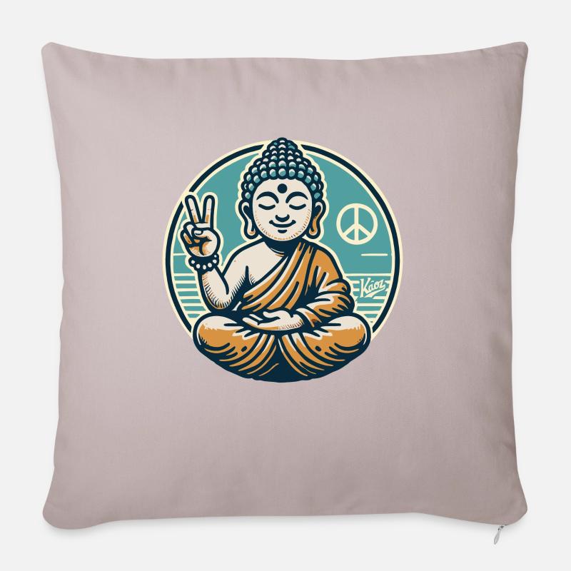 Friedenszeichen für Frieden Buddha - Sofakissenbezug 45 x 45 cm - helles Taupe