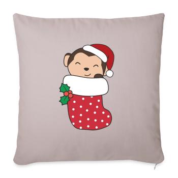 Cute monkey in Christmas sock for Christmas monkey - Sofa pillowcase 17,3'' x 17,3'' (45 x 45 cm) - light taupe - Front