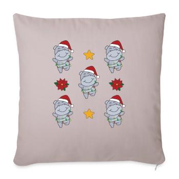 Hippo Christmas Winter Animals Hippos - Sofa pillowcase 17,3'' x 17,3'' (45 x 45 cm) - light taupe - Front