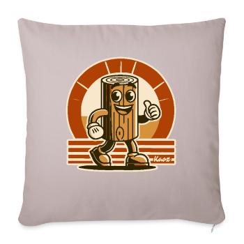 Cheerful wooden block, funny piece of wood - Sofa pillowcase 17,3'' x 17,3'' (45 x 45 cm) - light taupe - Front