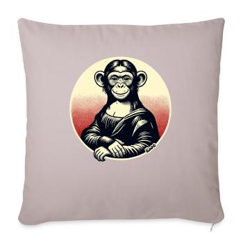 Mona Monkey – Playful Monkey Motif - Sofa pillowcase 17,3'' x 17,3'' (45 x 45 cm) - light taupe - Front
