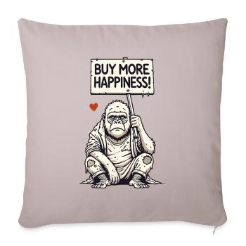 Satirical Gorilla with Shield: Buy More Happiness - Sofa pillowcase 17,3'' x 17,3'' (45 x 45 cm) - light taupe - Front