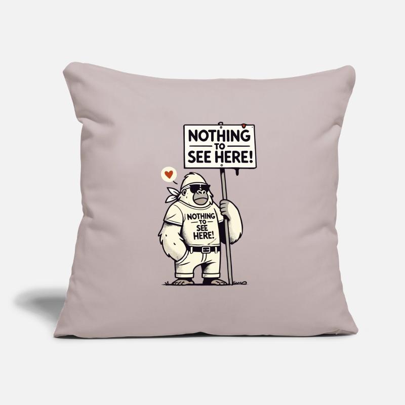 Gorilla with a shield: There is nothing to see here Sofa pillowcase 17,3'' x 17,3'' (45 x 45 cm)