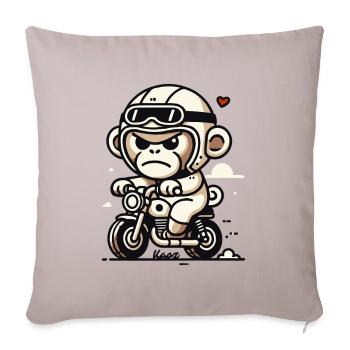 Little Biker Monkey on Small Motorcycle - Sofa pillowcase 17,3'' x 17,3'' (45 x 45 cm) - light taupe - Front