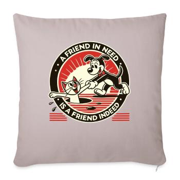 Help, rescue and be friends – dog & cat - Sofa pillowcase 17,3'' x 17,3'' (45 x 45 cm) - light taupe - Front