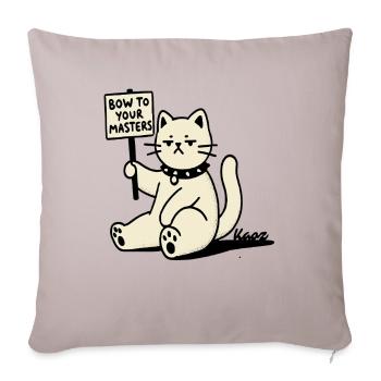 Sarcastic Protest Cat – Bow! - Sofa pillowcase 17,3'' x 17,3'' (45 x 45 cm) - light taupe - Front