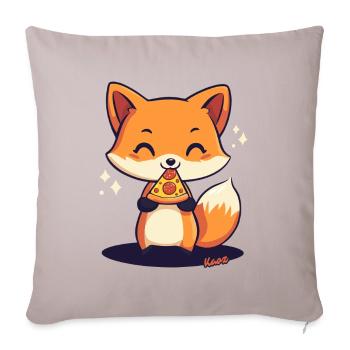 Cute kawaii fox with pizza - Sofa pillowcase 17,3'' x 17,3'' (45 x 45 cm) - light taupe - Front