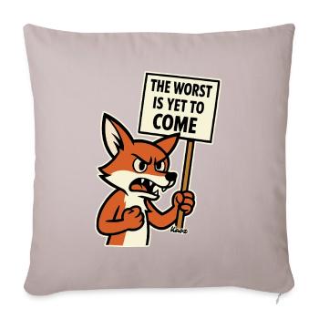 Wütender Fuchs protestiert und warnt - Sofakissenbezug 45 x 45 cm - helles Taupe - Vorne