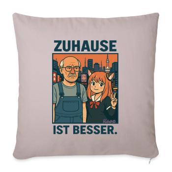 Peter Listless in Japan – Home is better - Sofa pillowcase 17,3'' x 17,3'' (45 x 45 cm) - light taupe - Front