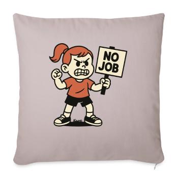 NO JOB – Angry child with protest sign - Sofa pillowcase 17,3'' x 17,3'' (45 x 45 cm) - light taupe - Front