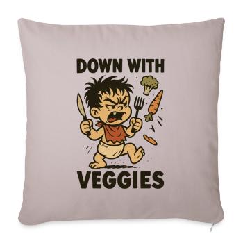 Enfant en colère avec des couverts et des légumes - Housse de coussin décorative 45 x 45 cm - taupe clair - Devant