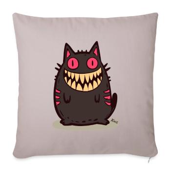 Grinning Black Monster Cat - Sofa pillowcase 17,3'' x 17,3'' (45 x 45 cm) - light taupe - Front