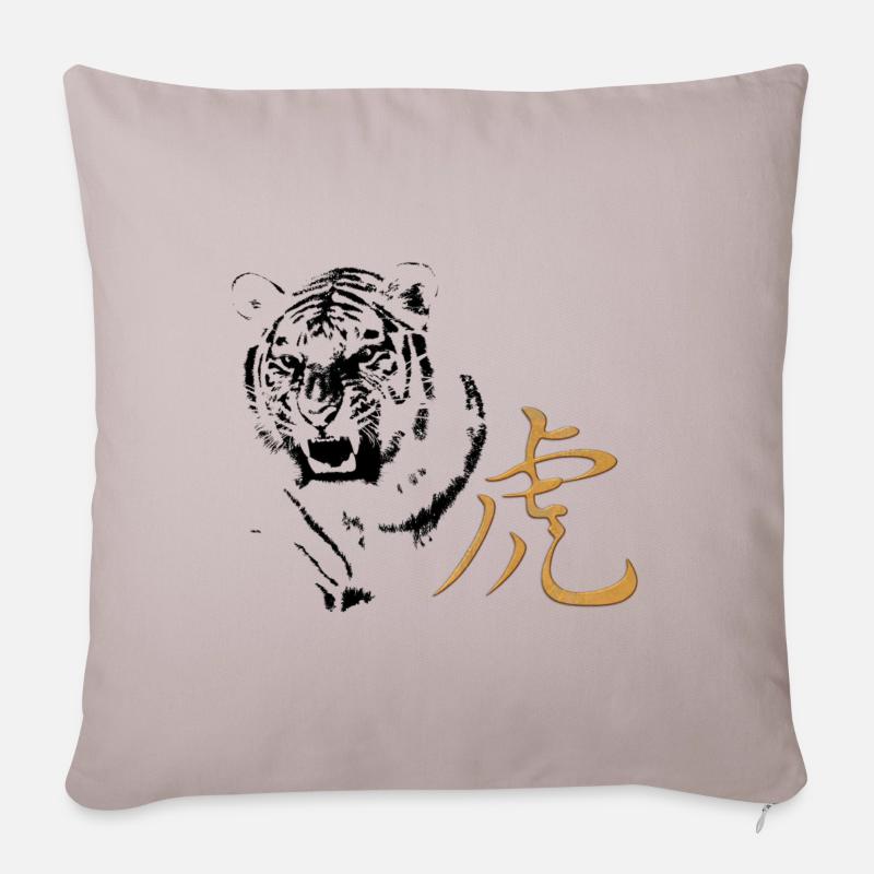 CHINESISCHES STERNZEICHEN - TIGER - Sofakissenbezug 45 x 45 cm - helles Taupe
