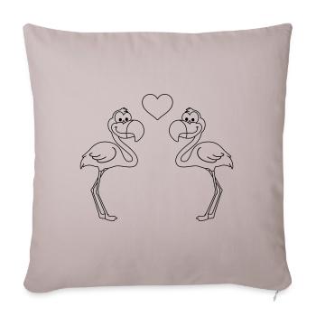 Flamingo Comic Couple amour - Housse de coussin décorative 45 x 45 cm - taupe clair - Devant