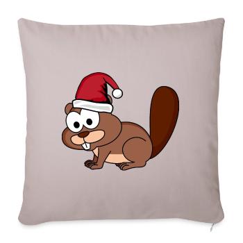 Biber Comic Weihnachten - Sofakissenbezug 45 x 45 cm - helles Taupe - Vorne