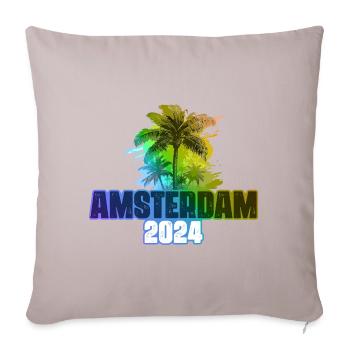 Amsterdam 2024 Vacances Palmiers Colorés - Housse de coussin décorative 45 x 45 cm - taupe clair - Devant
