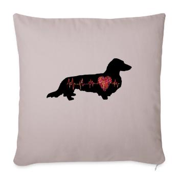 Longhair Dachshund Heart Diagram (0132) - Sofa pillowcase 17,3'' x 17,3'' (45 x 45 cm) - light taupe - Front