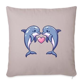 Dolphin Couple In Love Animal Valentine's Day - Sofa pillowcase 17,3'' x 17,3'' (45 x 45 cm) - light taupe - Front