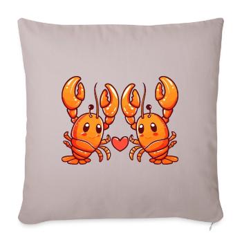 Homard Couple Amoureux Cancer Animal Saint Valentin - Housse de coussin décorative 45 x 45 cm - taupe clair - Devant