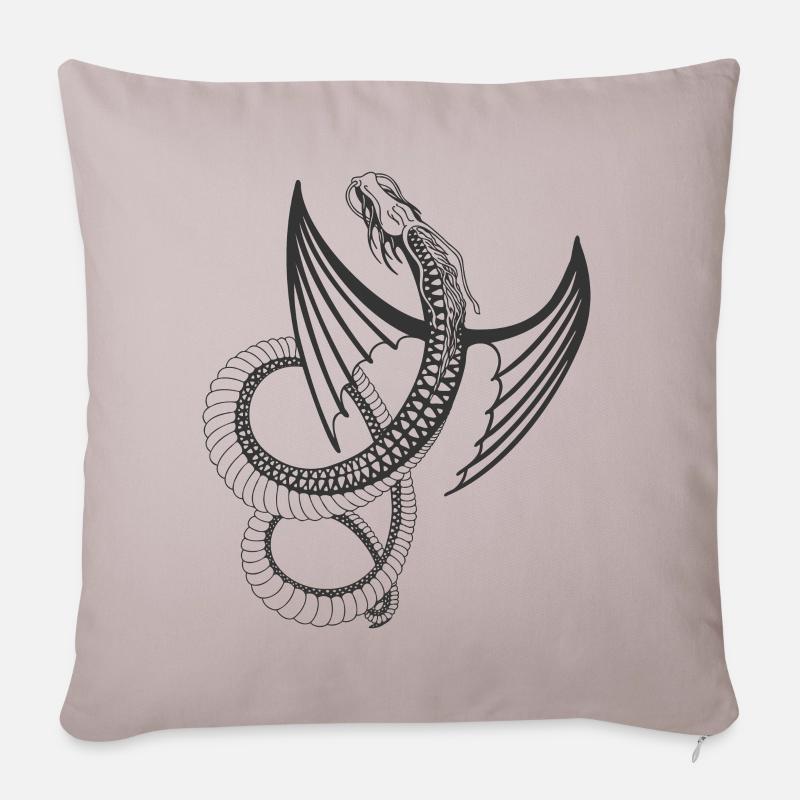 Fliegender Drache - Sofakissenbezug 45 x 45 cm - helles Taupe