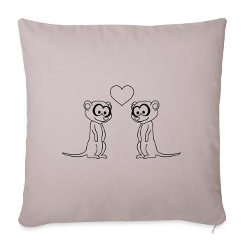 Suricate Bande Dessinée Couple Amour - Housse de coussin décorative 45 x 45 cm - taupe clair - Devant
