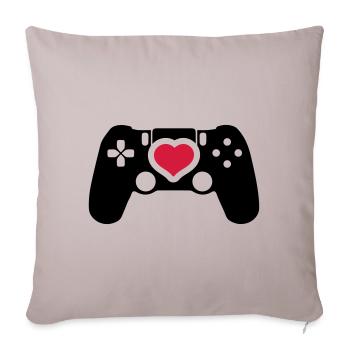 gamer controller herz liebe - Sofakissenbezug 45 x 45 cm - helles Taupe - Vorne