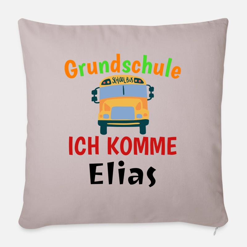 Grundschule Schulanfänger - Ich komme - Elias - Sofakissenbezug 45 x 45 cm - helles Taupe