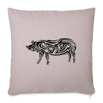 Tatouage tribal de cochon - Housse de coussin décorative 45 x 45 cm - taupe clair - Devant