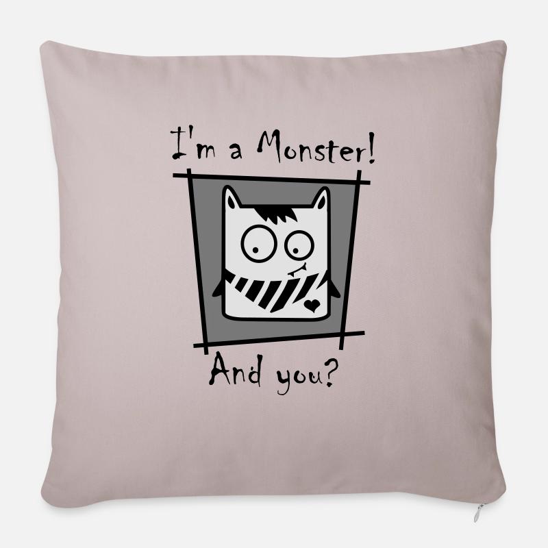 Je suis un monstre! - Housse de coussin décorative 45 x 45 cm - taupe clair