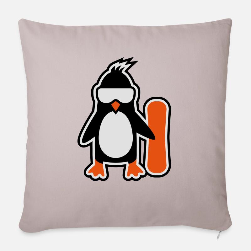 pingouin - Housse de coussin décorative 45 x 45 cm - taupe clair