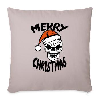 merry christmas tete mort bonnet noel pere - Housse de coussin décorative 45 x 45 cm - taupe clair - Devant