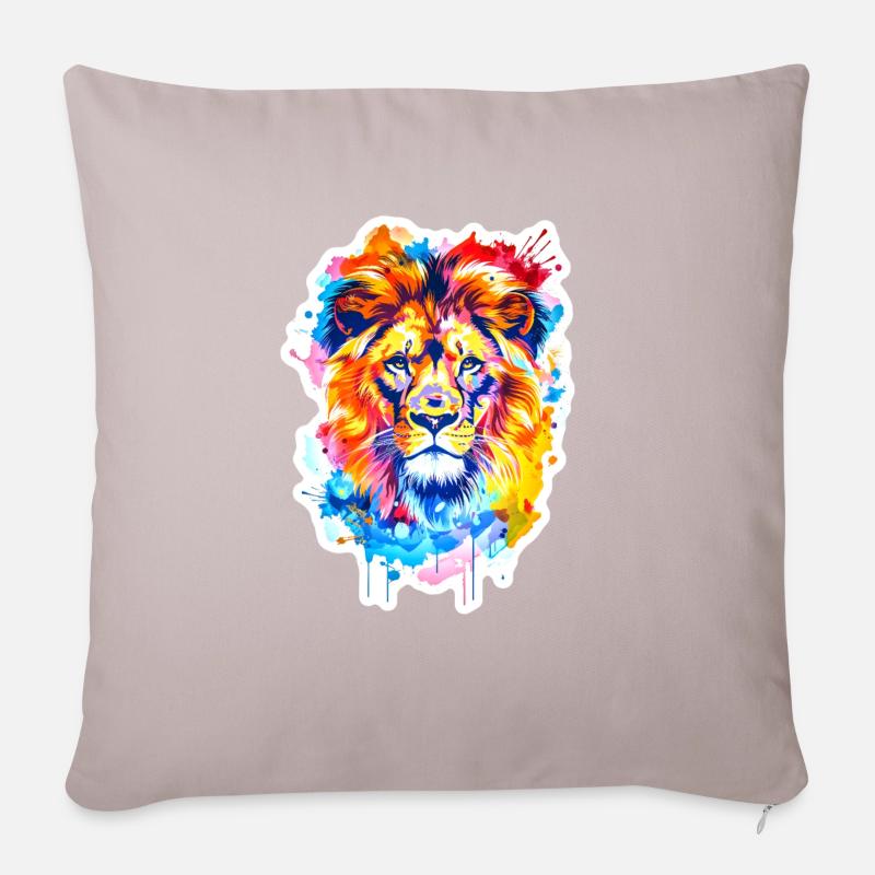 Conception du lion - Housse de coussin décorative 45 x 45 cm - taupe clair