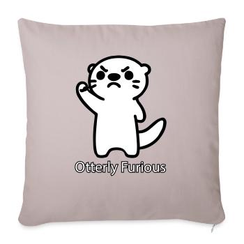 Angry Otter raising his fist - Otterly Furious - Sofa pillowcase 17,3'' x 17,3'' (45 x 45 cm) - light taupe - Front