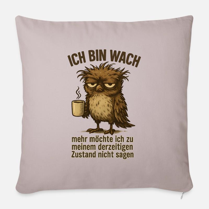 Ich bin wach Büro Kaffee - Sofakissenbezug 45 x 45 cm - helles Taupe
