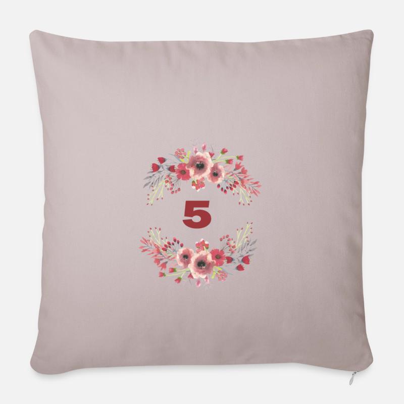 5th birthday - Sofa pillowcase 17,3'' x 17,3'' (45 x 45 cm) - light taupe