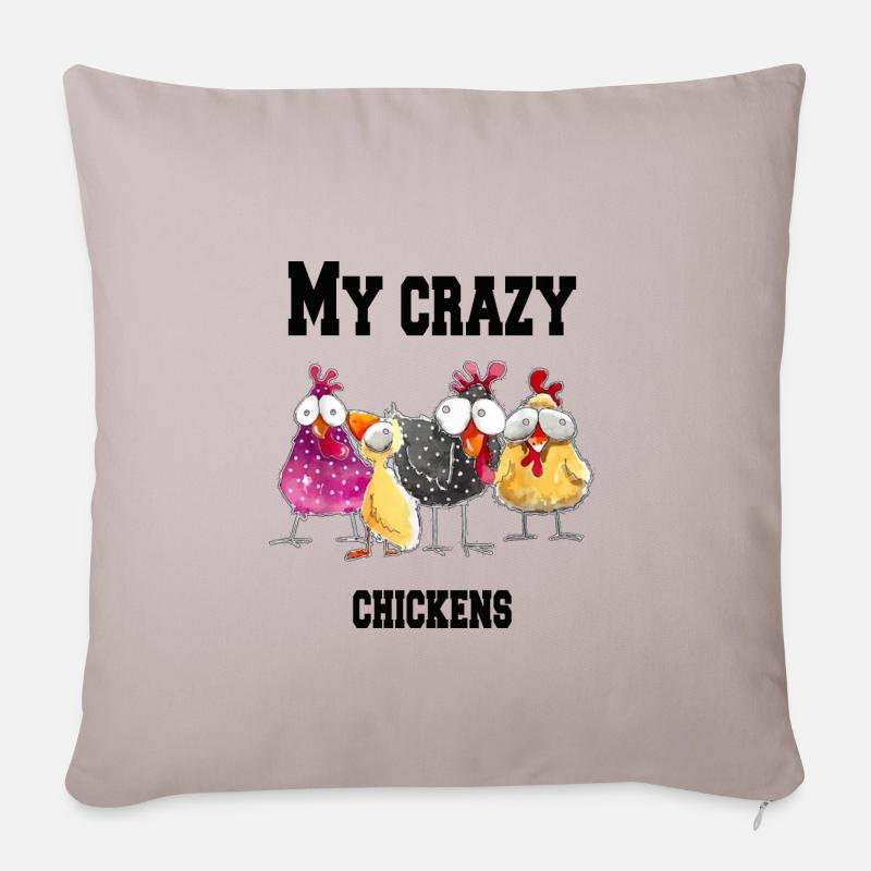 My crazy chickens - Sofakissenbezug 45 x 45 cm - helles Taupe