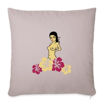 femme hawaï - Housse de coussin décorative 45 x 45 cm - taupe clair - Devant