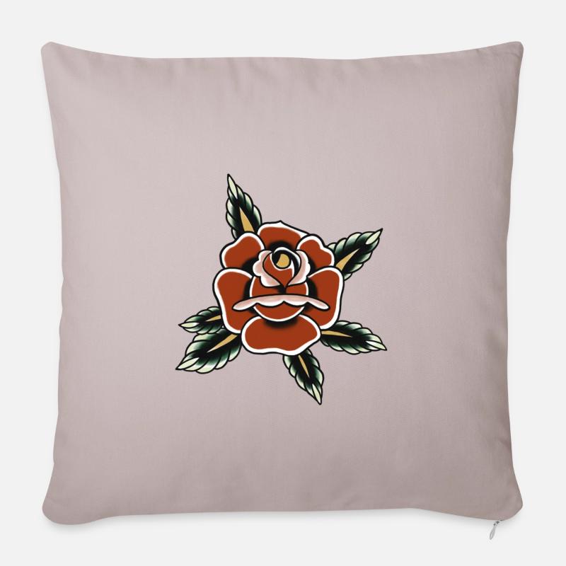 old School Tattoo Rose - Sofakissenbezug 45 x 45 cm - helles Taupe