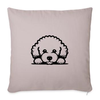 Conception vectorielle de bichon frisé couché - Housse de coussin décorative 45 x 45 cm - taupe clair - Devant