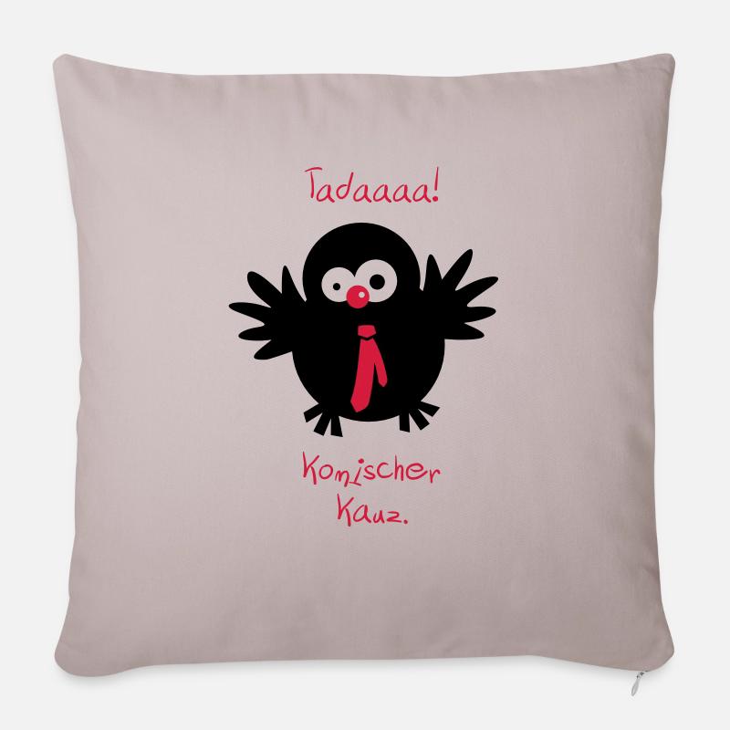 An owl / / Strangely codger. - Sofa pillowcase 17,3'' x 17,3'' (45 x 45 cm) - light taupe