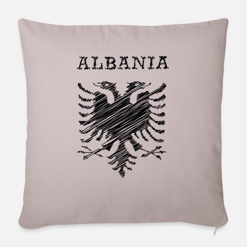 Albania, scribble black - Housse de coussin décorative 45 x 45 cm - taupe clair