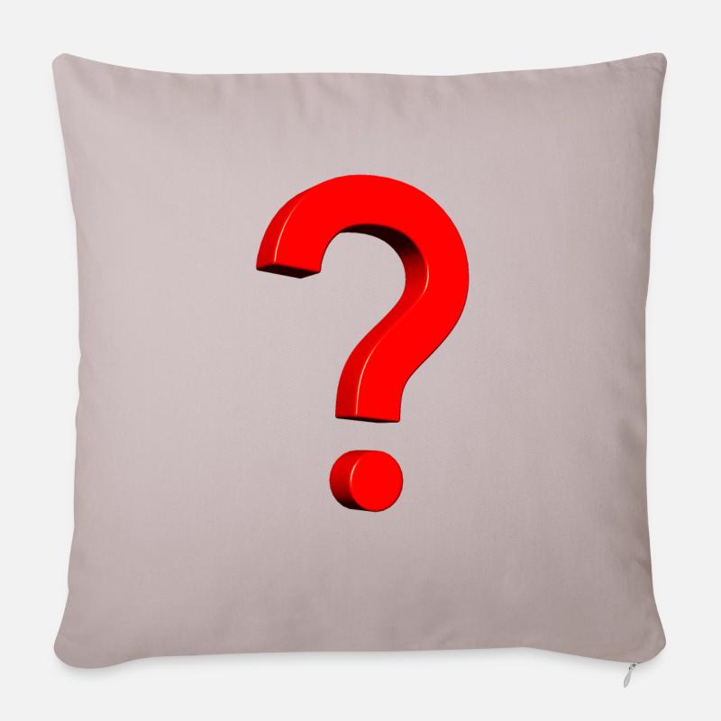 3D Fragezeichen rot - Sofakissenbezug 45 x 45 cm - helles Taupe